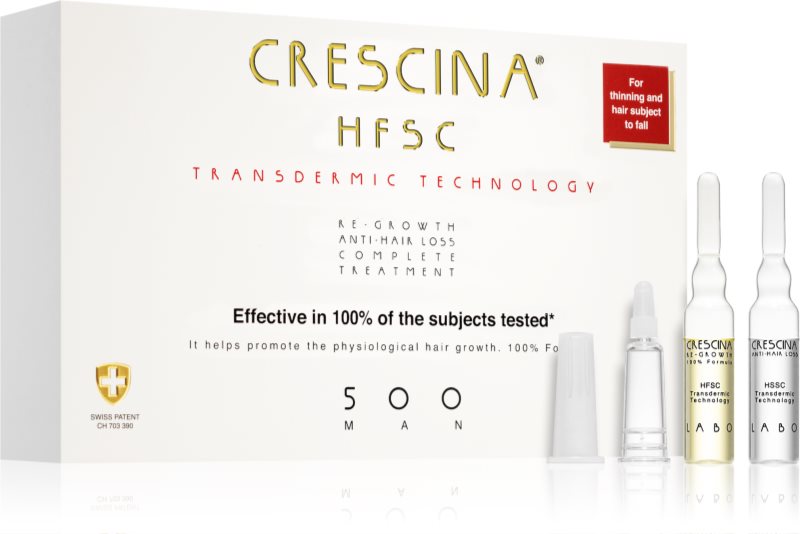 Crescina Transdermic 500 Re-Growth and Anti-Hair Loss tratament pentru stimularea creșterii părului și anti-cădere pentru barbati