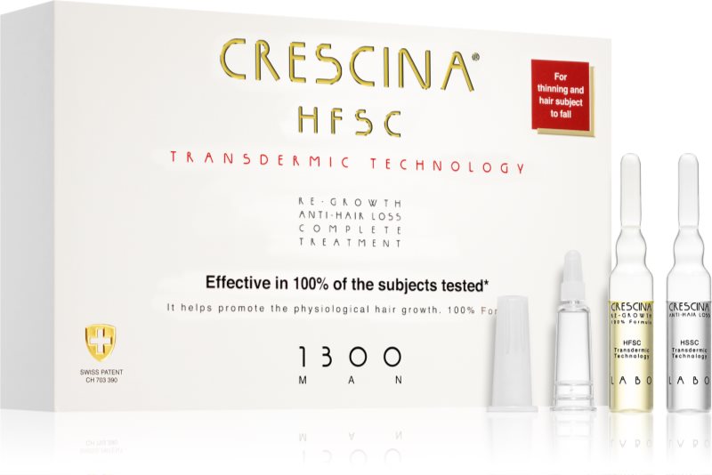 Crescina Transdermic 1300 Re-Growth and Anti-Hair Loss tratament pentru stimularea creșterii părului și anti-cădere pentru barbati