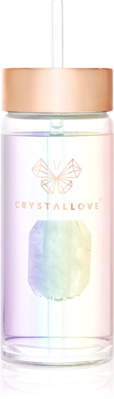 Crystallove Clear Quartz Straw Water Bottle sticlă pentru apă cu pai