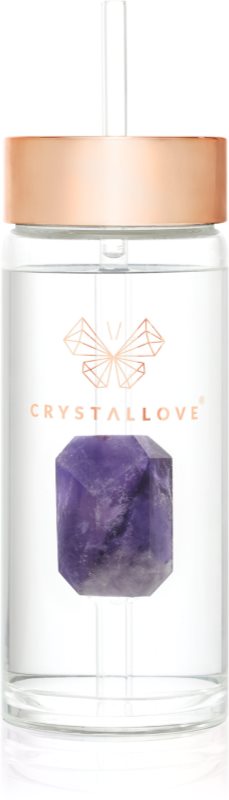 Crystallove Amethyst Straw Water Bottle sticlă pentru apă cu pai