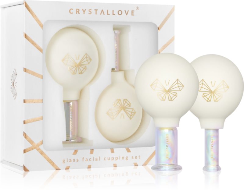 Crystallove Glass Facial Cupping Set set de instrumente pentru masaj pentru fata, gat si piept 2 buc