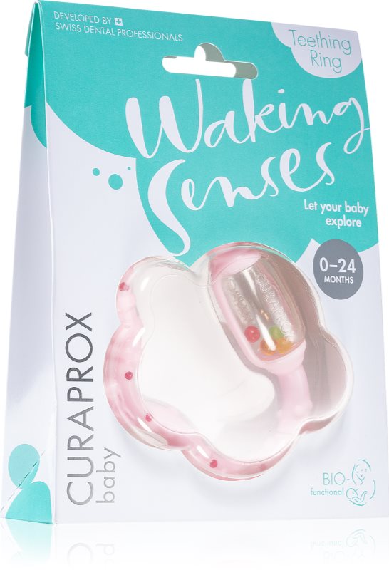 Curaprox Baby Waking Senses inel pentru dentitie cu perie ce maseaza gingia