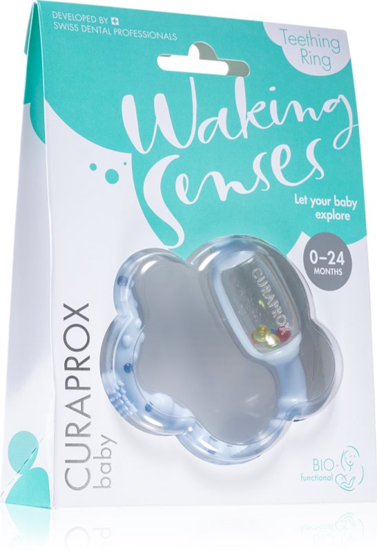 Curaprox Baby Waking Senses inel pentru dentitie cu perie ce maseaza gingia