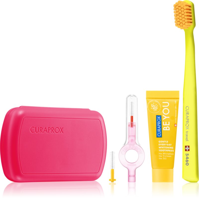 Curaprox Travel Set Set de călătorii pentru dinti, limba si gingii Magenta