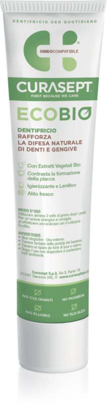 Curasept EcoBio Dentifricio pastă de dinți naturală fara flor 75 ml