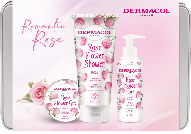 Dermacol Flower Care Rose set cadou cutie de metal
