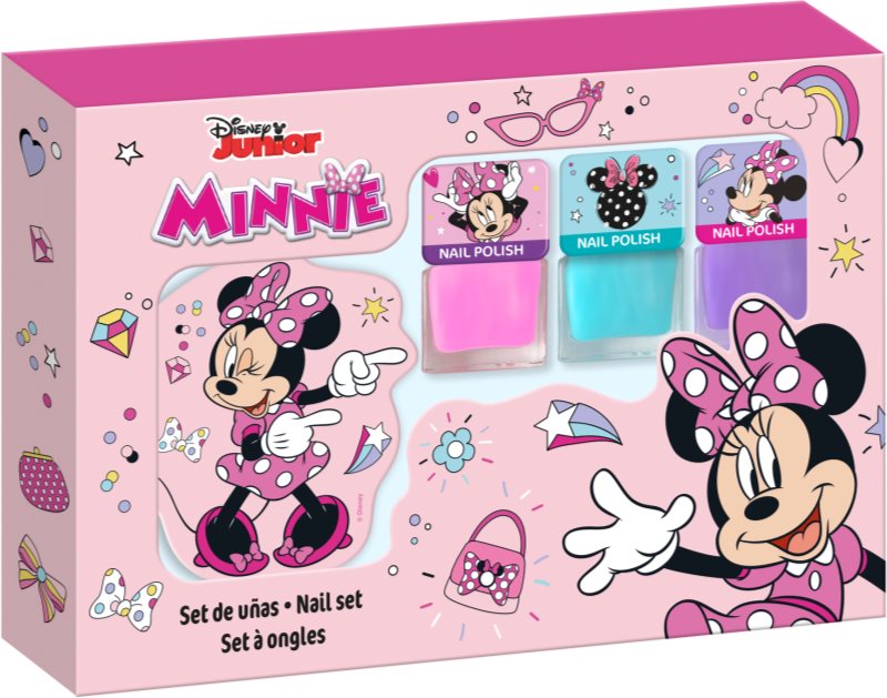 Disney Minnie Nail Set set de lacuri de unghii pentru copii 3y+ Pink, Blue, Purple 3x4.5 ml