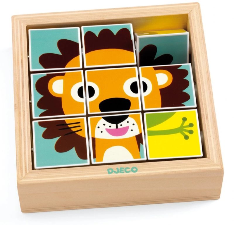 DJECO Wooden Block Puzzle Animals jucărie interactivă cu piese care se pot insera 2y+ 1 buc