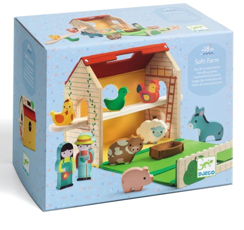 DJECO Wooden Farm set de jucării din lemn 18m+ 11 buc