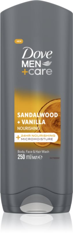 Dove Men+Care Sandalwood&Vanilla gel de duș pentru față, corp și păr