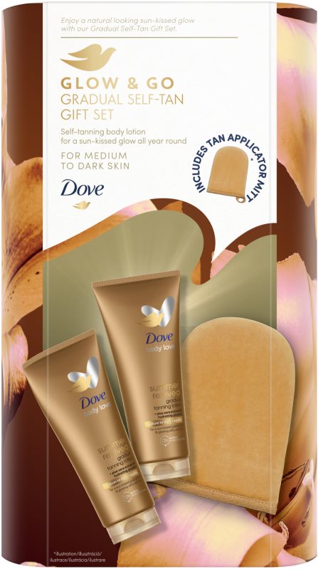 Dove Glow & Go Gradual Self-Tan Gift Set set pentru un bronz perfect