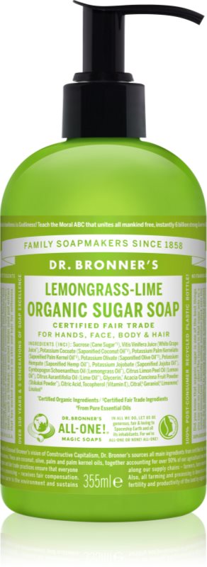 Dr. Bronner’s Lemongrass & Lime săpun lichid pentru corp si par 355 ml