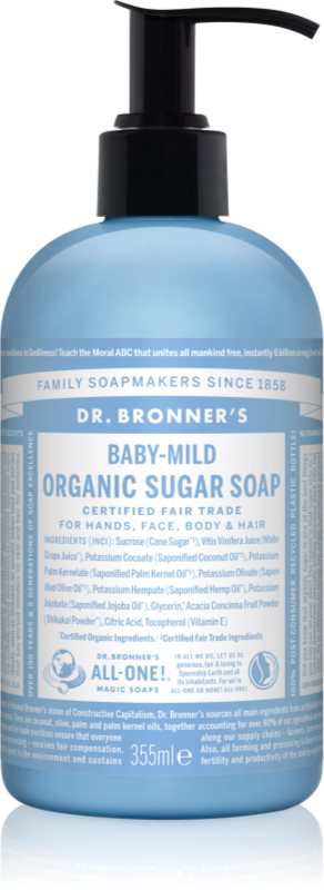 Dr. Bronner’s Baby-Mild săpun lichid pentru corp si par fără parfum 355 ml