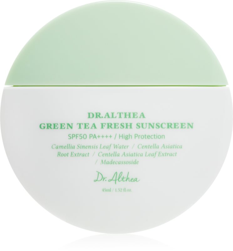 Dr. Althea Green Tea Fresh Sunscreen crema de soare pentru fata cu efect calmant SPF 50+ 45 ml