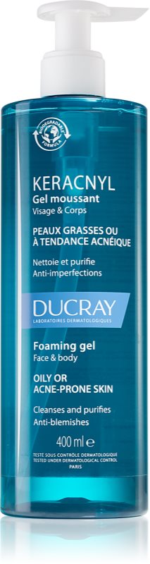 Ducray Keracnyl Foaming gel gel spumant de curatare pentru tenul gras, predispus la acnee