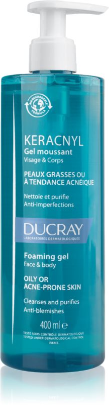 Ducray Keracnyl Foaming gel gel spumant de curatare pentru tenul gras, predispus la acnee