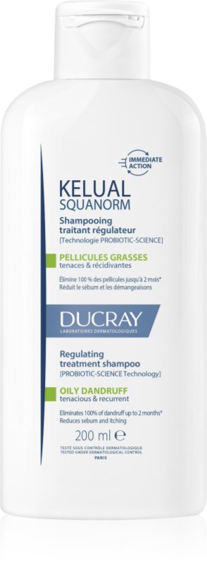 Ducray Kelual Squanorm Regulating Treatment Shampoo Oily Dandruff șampon pentru par gras si cu matreata