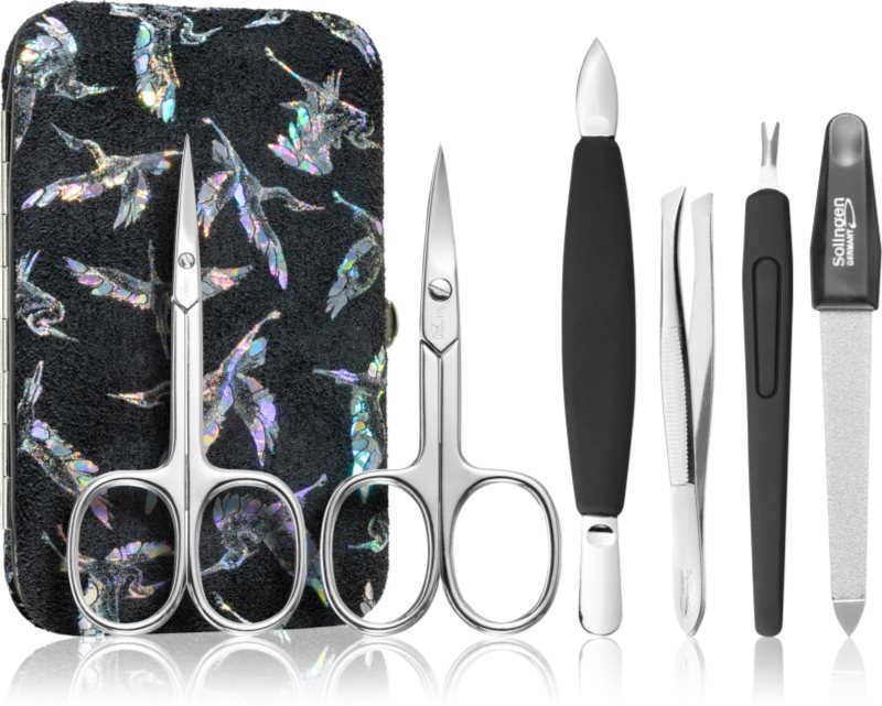 DuKaS Premium Line Solingen 126 Set de manichiură + carcasă Silver Birds