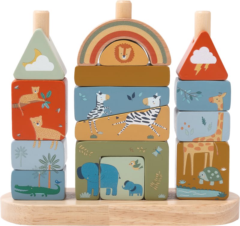 2Kids Toys Shape-Fitting Blocks Safari cuburi din lemn 12m+ 16 buc