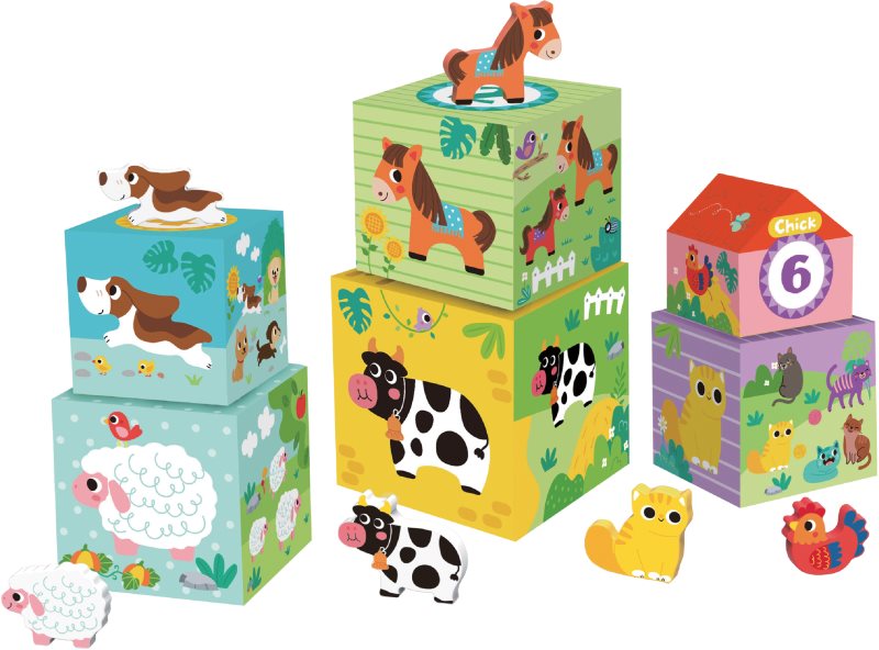 2Kids Toys Animal Blocks cuburi 12m+ 12 buc