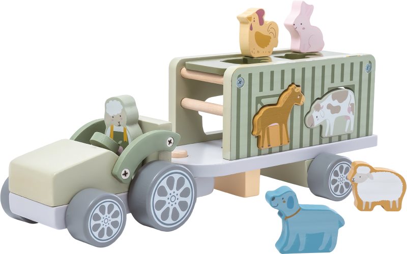 2Kids Toys Wooden Car with Animals set de jucării din lemn 2y+ 10 buc