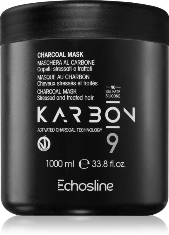 Echosline CHARCOAL Mask Masca de par cu cărbune activ 1000 ml