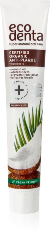 Ecodenta Certified Organic Anti-plaque pasta de dinti anti-placa bacteriana si gingii sănătoase cu ulei de cocos 75 ml