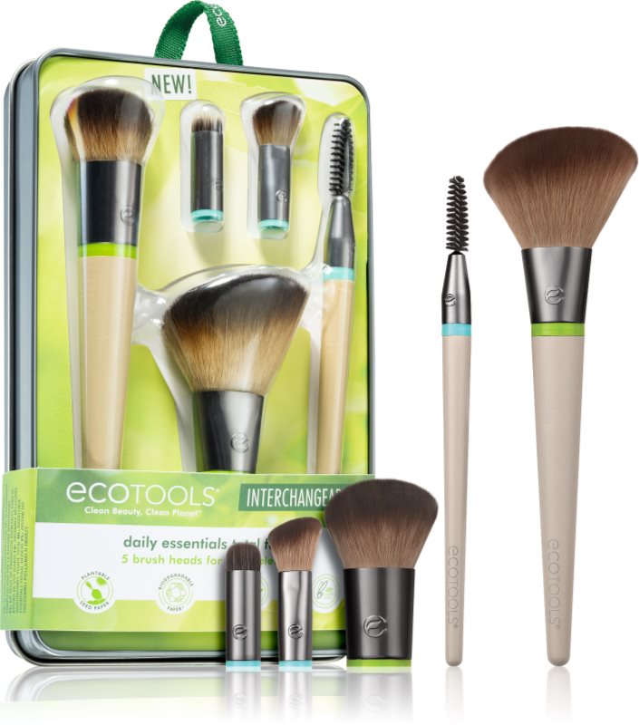 EcoTools Interchangeables™ Daily Essentials set de pensule cu husă 5 buc