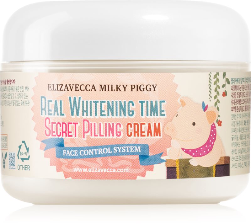 Elizavecca Milky Piggy Real Whitening Time Secret Pilling Cream crema hidratanta si calmanta cu efect exfoliant 100 ml