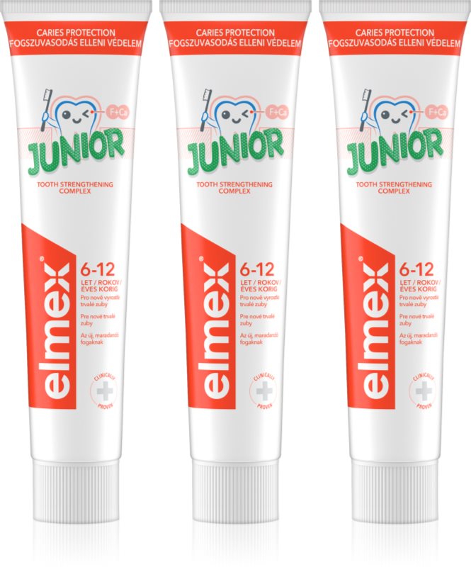 Elmex Junior 6-12 Years Pasta de dinti pentru copii. 3x75 ml