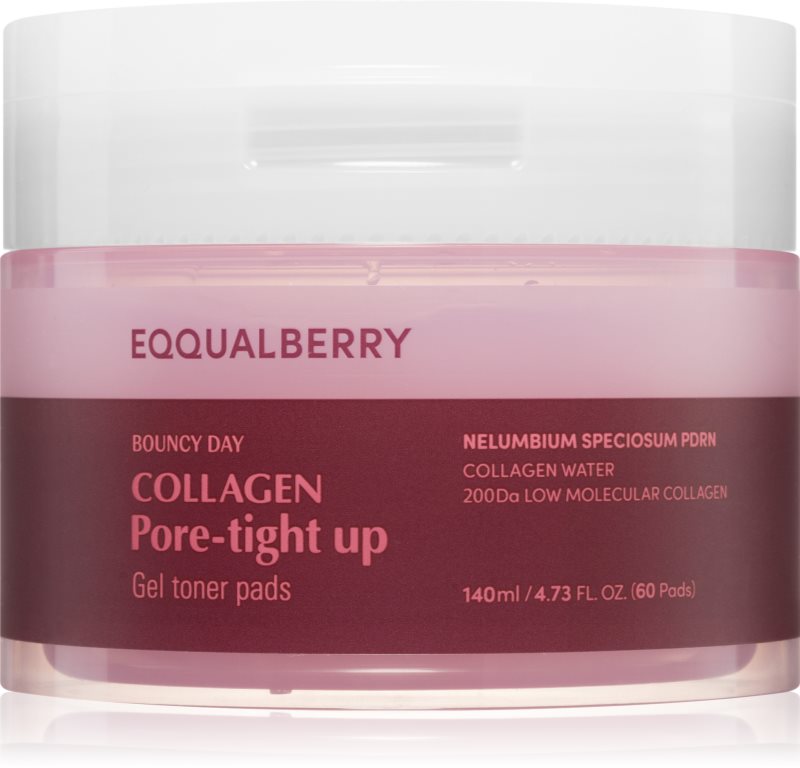 EQQUALBERRY Collagen Pore-Tight Up Gel Toner Pads dischete de tonifiere pentru micsorarea porilor 60 buc