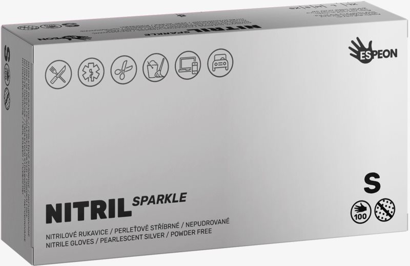 Espeon Nitril Sparkle Pearlescent Silver mănuși din nitril, fără pudră