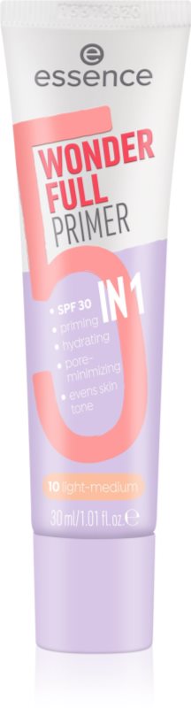 essence WONDER FULL fond de ten nuanțator lichid, sub machiaj 5 in 1 culoare 10 Light Medium 30 ml