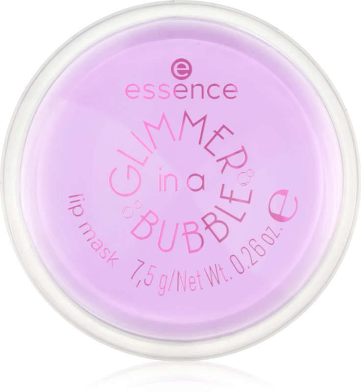 essence GLIMMER IN A BUBBLE mască hidratantă pentru buze cu particule stralucitoare culoare 01 Kiss In A Bubble 7.5 g