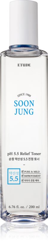 ETUDE SoonJung pH 5.5 Relief Toner tonic facial cu efect calmant pentru regenerarea și reînnoirea pielii 200 ml