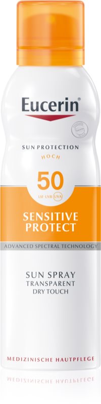 Eucerin Sun Sensitive Protect spray transparent pentru bronzare pentru pielea sensibilă SPF 50+ 200 ml