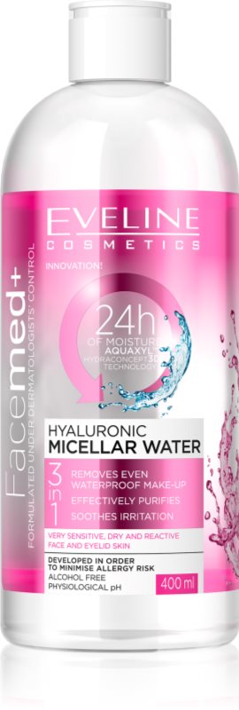 Eveline Cosmetics FaceMed+ apă micelară cu acid hialuronic 3 in 1 400 ml