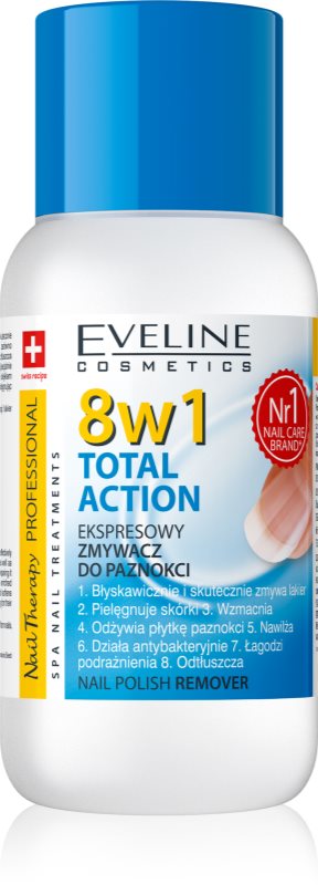 Eveline Cosmetics Nail Therapy Professional dizolvant pentru oja fara acetona 8 în 1 150 ml