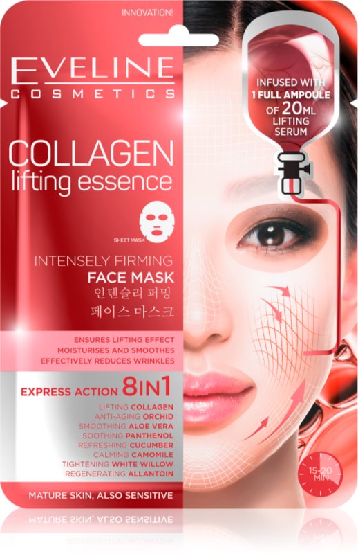 Eveline Cosmetics Sheet Mask Collagen masca cu efect de lifting si fermitate cu colagen 1 buc