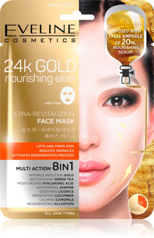 Eveline Cosmetics 24k Gold Nourishing Elixir masca pentru lifting 1 buc