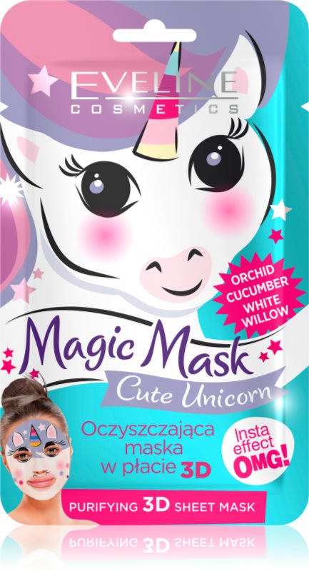 Eveline Cosmetics Magic Mask Cute Unicorn mască pentru curățare profundă 3D 1 buc