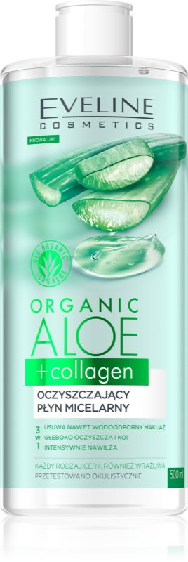 Eveline Cosmetics Organic Aloe+Collagen apa pentru curatare cu particule micele 500 ml