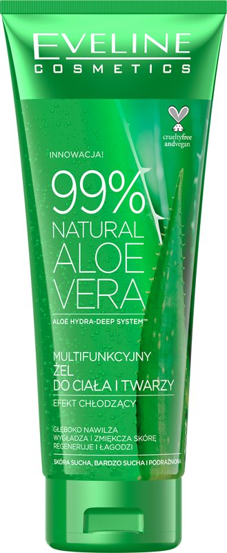 Eveline Cosmetics 99% Natural Aloe Vera gel hidratant pentru fata si corp 250 ml