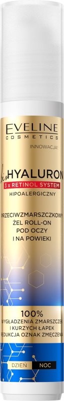 Eveline Cosmetics Bio Hyaluron 3x Retinol System Roll-on pentru ochi racoritor impotriva ridurilor si cearcanelor 15 ml