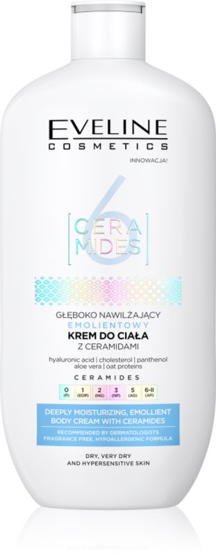 Eveline Cosmetics 6 Ceramides crema de corp hidratanta pentru pielea uscata sau foarte uscata fără parfum 350 ml