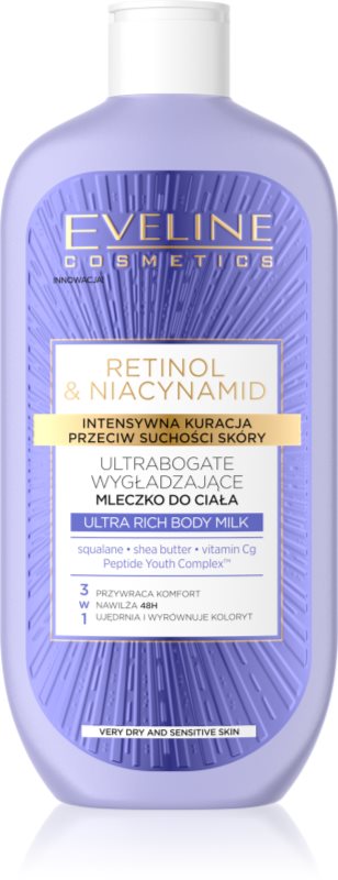 Eveline Cosmetics Retinol & Niacynamid lapte de corp intens hrănitor cu efect de netezire 350 ml
