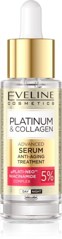 Eveline Cosmetics Platinum & Collagen Advanced Facial Serum Anti-Aging Treatment ser pentru contur cu colagen 30 ml