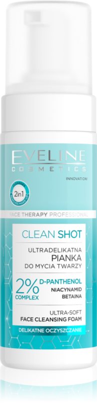 Eveline Cosmetics Clean Shot 2% Panthenol Complex demachiant spumant delicat cu efect calmant 150 ml