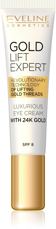 Eveline Cosmetics Gold Lift Expert cremă de lux pentru ochi și pleoape cu aur de 24 de karate (SPF 8) 15 ml