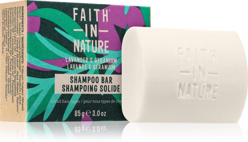 Faith In Nature Lavender & Geranium șampon organic solid cu lavanda 85 g
